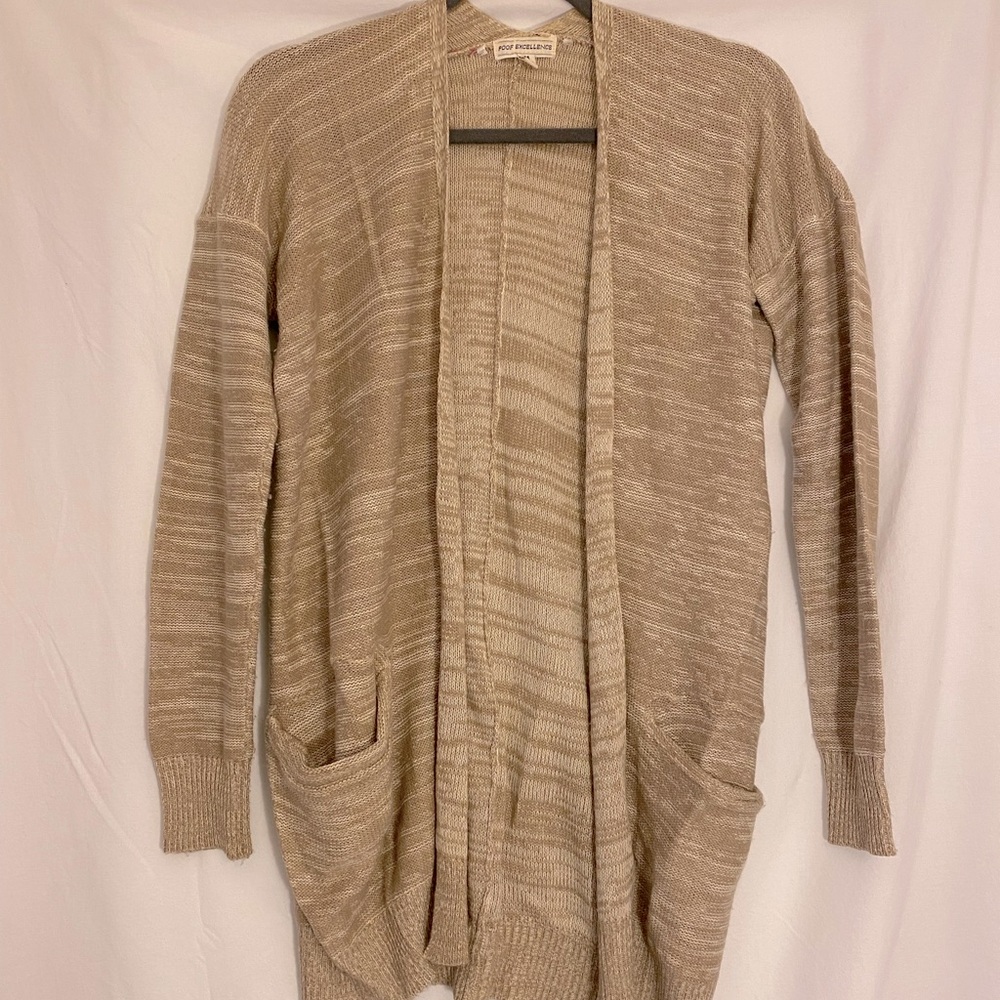 Heathered Beige Long Cardigan Sweater
